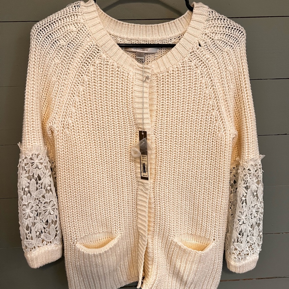 NWT Knitted Chunky Lace crochet bohemian cottagecore lacy cardigan Lauren Conrad